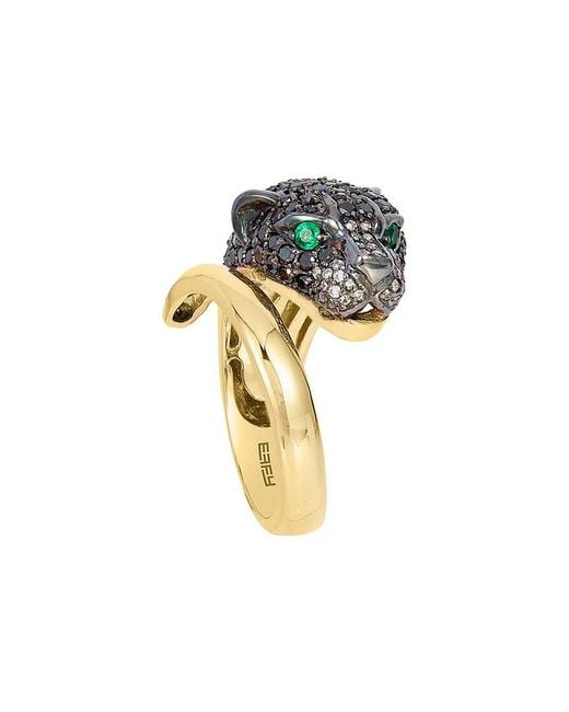 Effy Fine Jewelry Metallic 14K 1.80 Ct. Tw. Diamond & Emerald Cz Ring