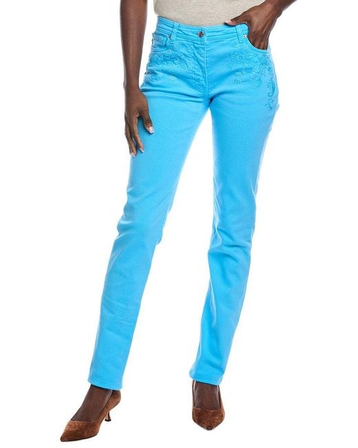 Etro Blue Embroidered Skinny Jean
