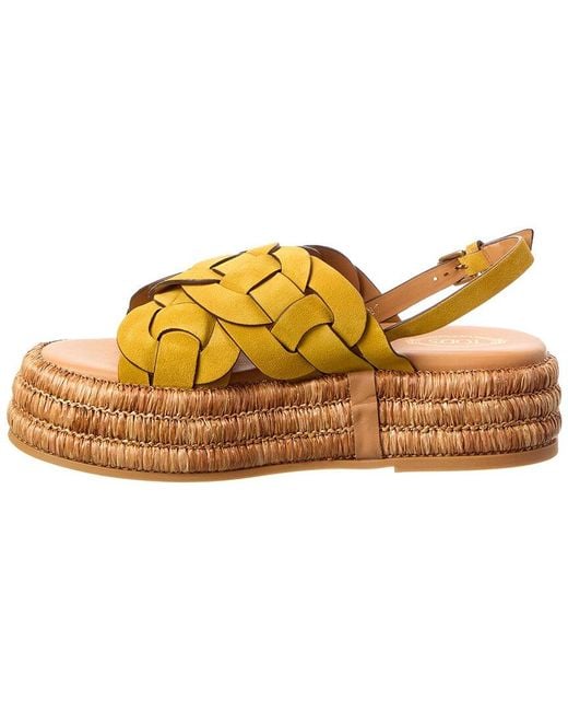 Tod's Orange Tods Suede Platform Sandal