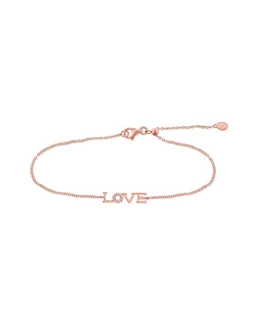 Sabrina Designs White 14k Rose Gold 0.04 Ct. Tw. Diamond Love Bracelet