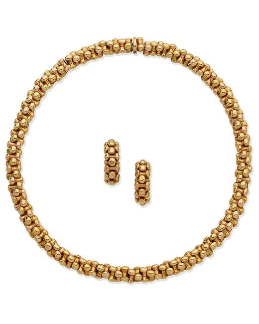 BVLGARI Metallic 18K Two-Tone Necklace & Earrings (Authentic Pre-Owned)