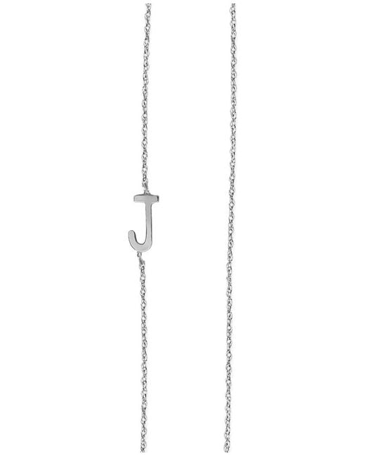 Jane Basch White Silver Sideways Block Initial Pendant (a-z)