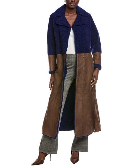 Akris Blue Trina Shearling Coat