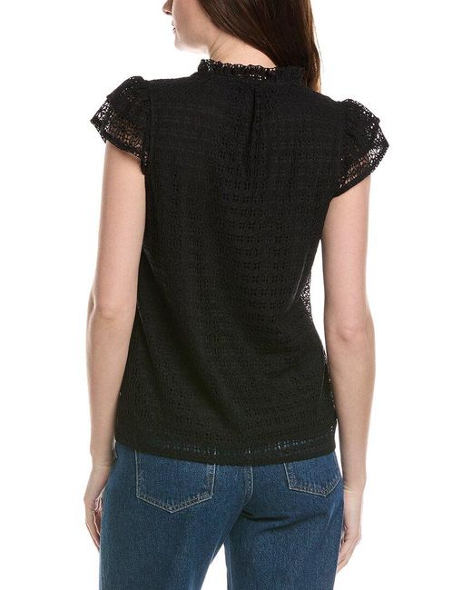 Tahari Black Ruffle Lace Top