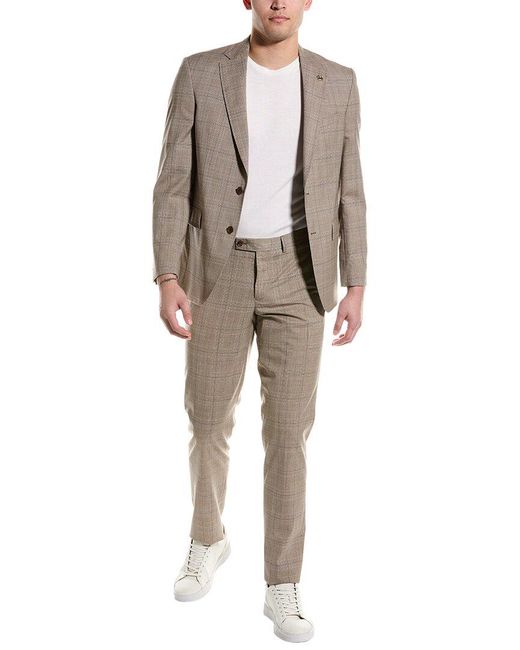 Ted Baker Natural 2pc Wool Flat Front Suit for men