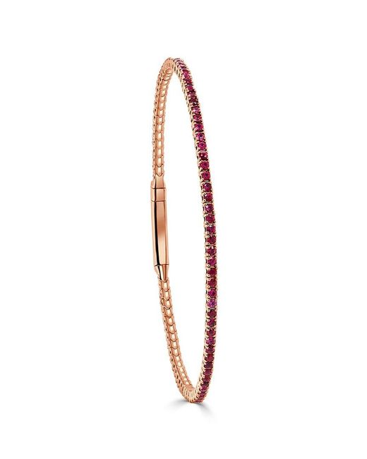 Sabrina Designs White 14k Rose Gold 1.90 Ct. Tw. Ruby Flexible Bangle Bracelet