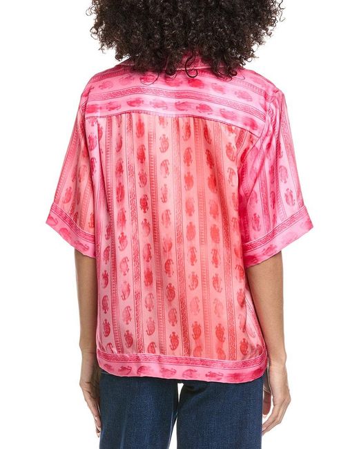 Sandro Red Silk Printed Shirt