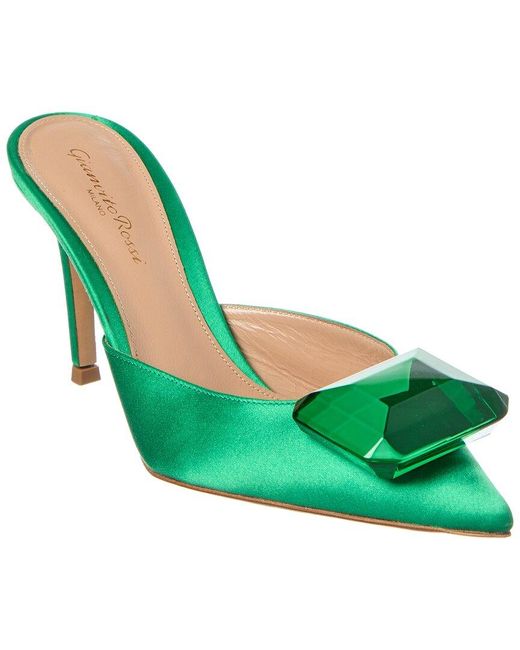 Gianvito Rossi Green Jaipur Satin & Leather Mule