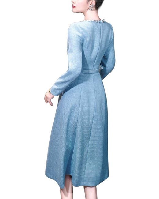 BURRYCO Blue Solid Midi Dress
