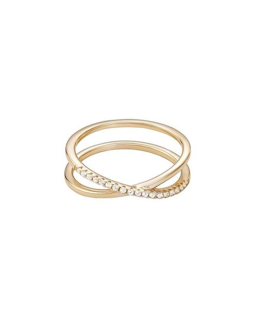 Adornia White 14K Over Cz Crossed Half Eternity Band Ring