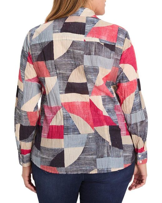 NIC+ZOE Red Plus Set Sail Crinkle Shirt