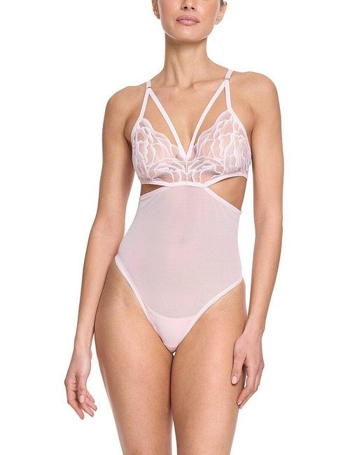 Hanky Panky Pink Silhouette Floral Cut Out Teddy