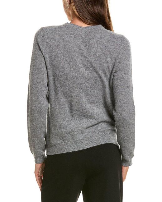 InCashmere Gray Basic Crewneck 100% Cashmere Cardigan