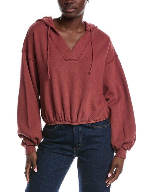 Project Social T Red Samson Bubble Hem V-Neck Hoodie