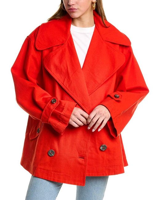 Free People Red Highlands Solid Peacoat
