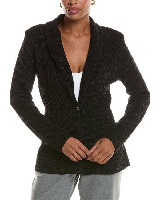 St. John Black Tuxedo Textured Jacket