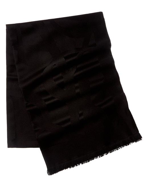 Saint Laurent Black Cassandre Jacquard Wool Scarf