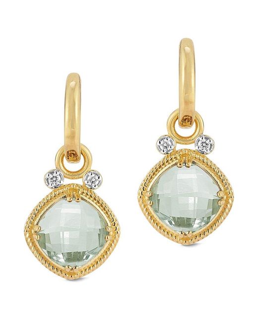 Reiss Metallic 14k 3.64 Ct. Tw. Diamond & Green Amethyst Earrings