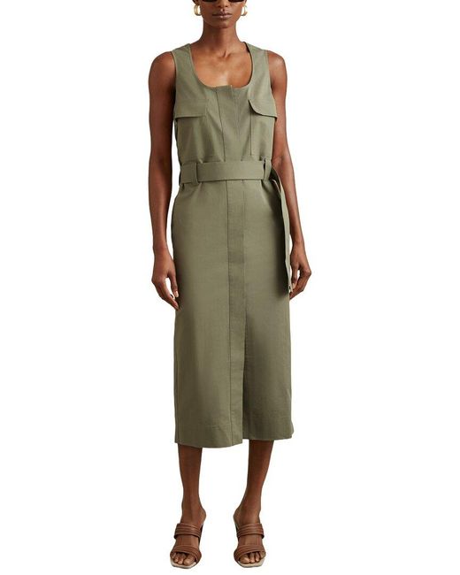 Reiss Green Elin Sleeveless Utility Midi Dress