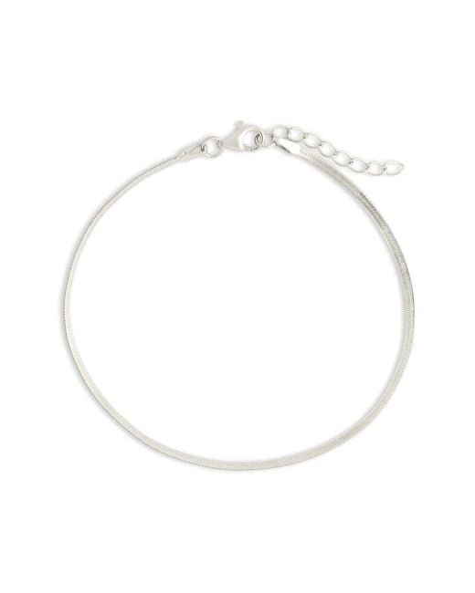 Sterling Forever White Herringbone Chain Bracelet