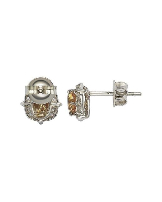 Suzy Levian Metallic Silver Diamond & Sapphire Earrings