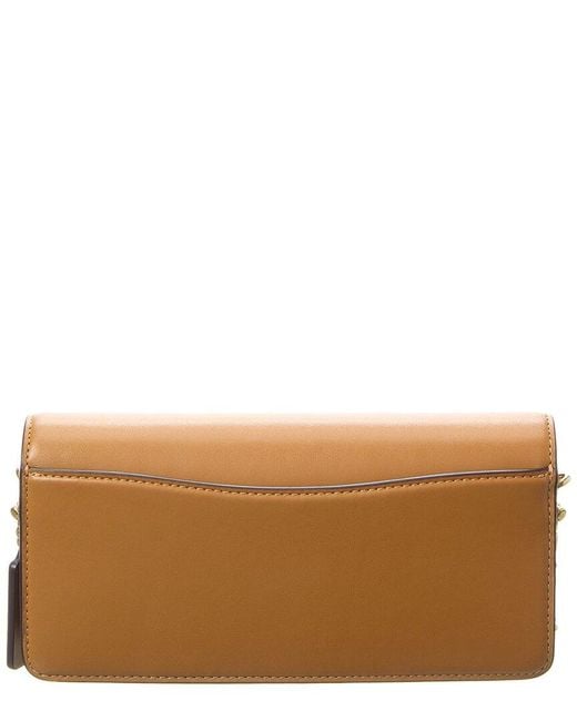 COACH Brown Evie Leather Long Wallet With Chain