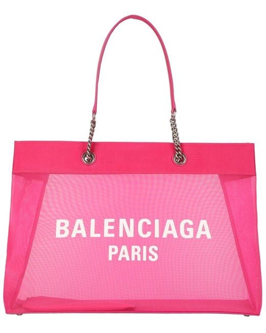 Balenciaga Pink Large Duty Free Mesh Tote