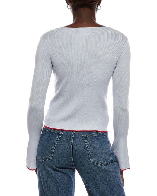 Madewell Gray Elory Merino Wool & Silk-Blend Femme Sleeve Top