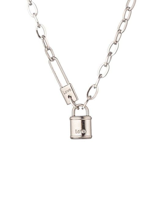 Eye Candy LA White Cz Candace Lock Necklace