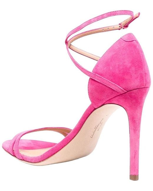 Ferragamo Pink 11Mm Crossover Leather Sandal