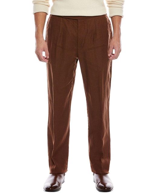 Todd Snyder Brown Linen Side Tab Trouser for men