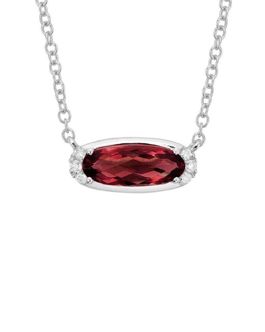 Diamond Select Cuts Red 14K Diamond .05 Ct. & 1.10 Ct. Garnet Necklace