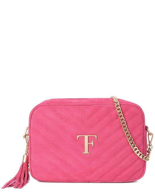 Tiffany & Fred Paris Pink Quilted Suede Camera Bag