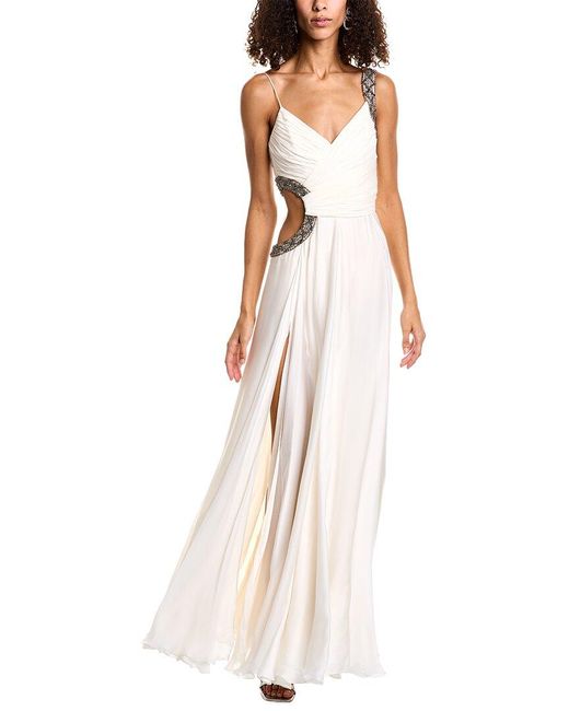 Roberto Cavalli White Embellished Silk Gown