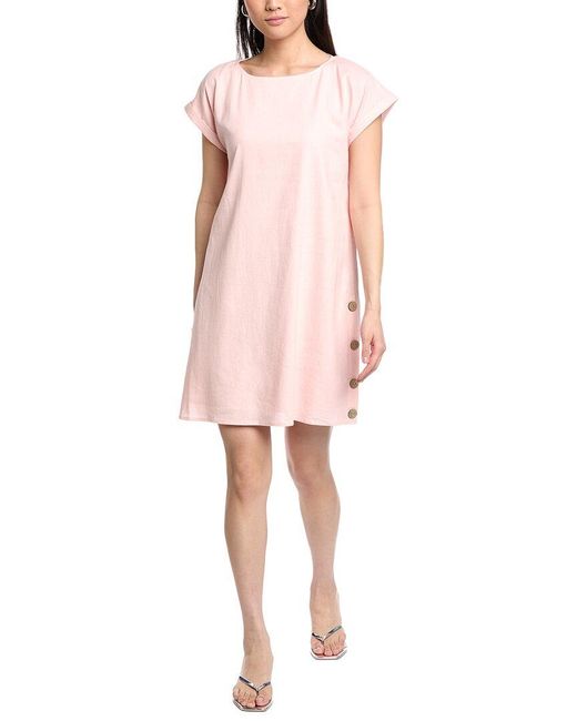 Jones New York Pink Linen-Blend Swing Dress
