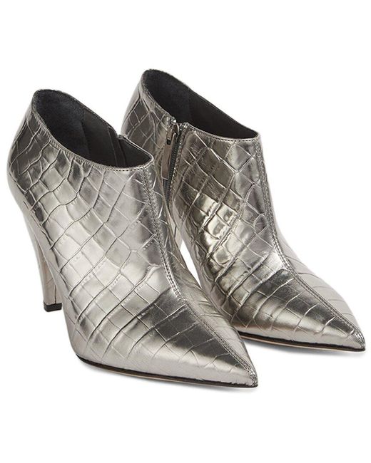 L.K.Bennett Gray Smooth Leather Ankle Booties