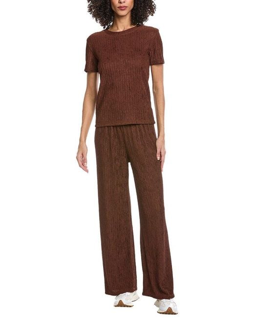 Marion Brown 2Pc Crinkle Shirt & Pant Set
