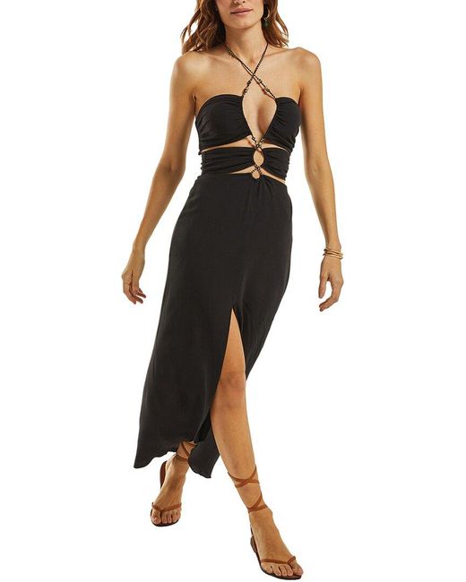 ViX Black Solid Luana Detail Long Dress