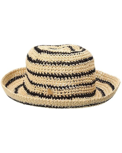 Bruno Magli Natural Striped Crochet Straw Bucket Hat