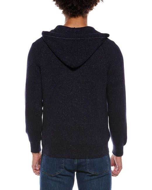 Brunello Cucinelli Blue Knit Linen-Blend Zip Hoodie for men