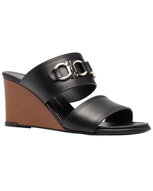 Ferragamo Black Horsebit Leather Sandal