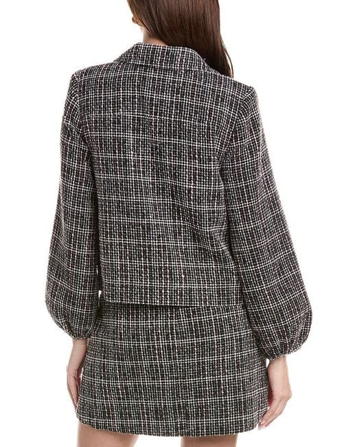 Cece Gray Tweed Ballion Jacket
