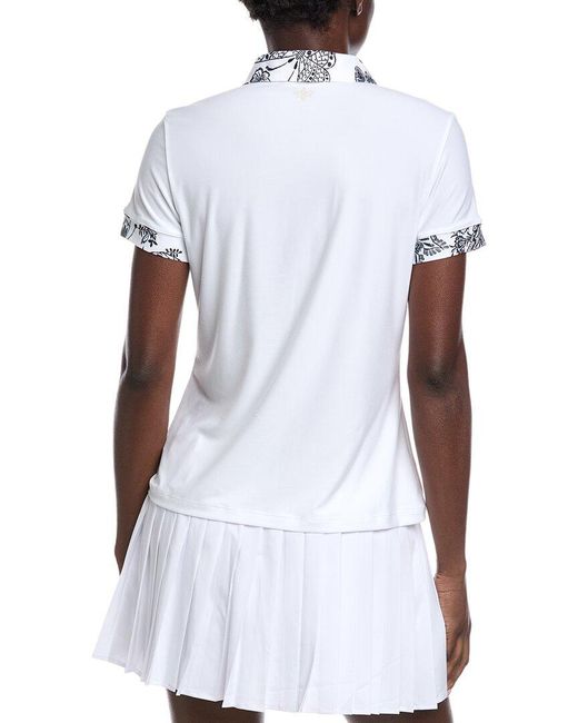 Johnny Was White Bee Active Short Sleeve Polo Shirt