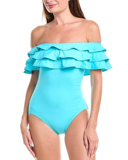 Kate Spade Blue Ruffle One-Piece