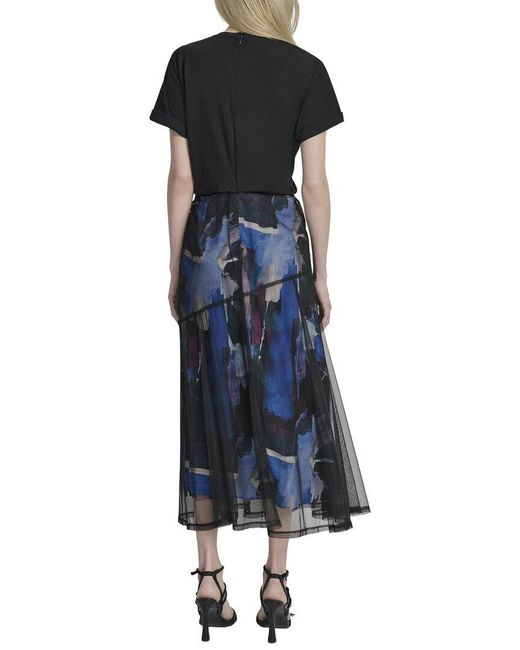 DKNY Blue Crewneck Midi Dress