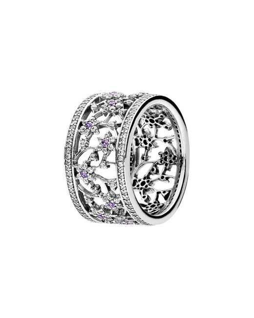 PANDORA Jewelry Silver & Purple Cz Forget Me Not Ring in Metallic - Save  51% - Lyst