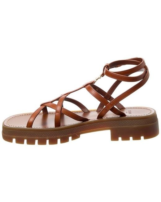 Céline Brown Clea Strappy Leather Sandal