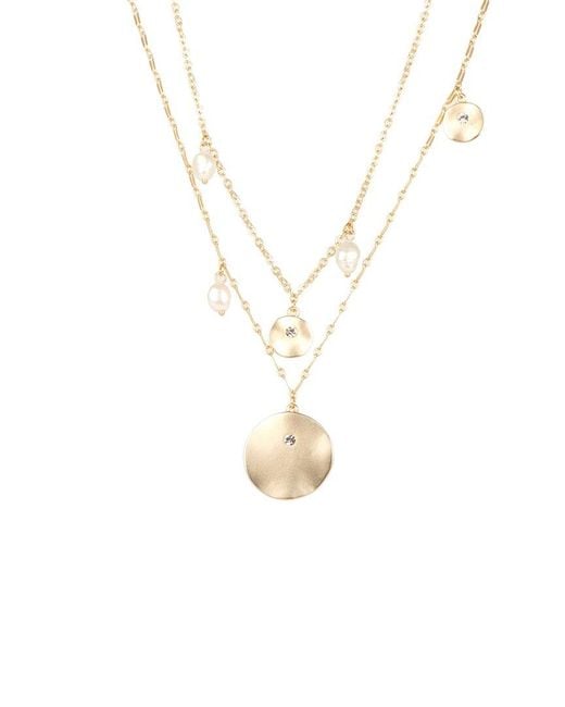 Saachi White Copper 2-5Mm Pearl Layered Necklace