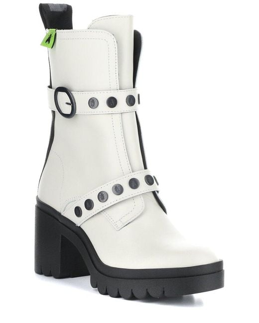 Fly London White Tama Leather Boot