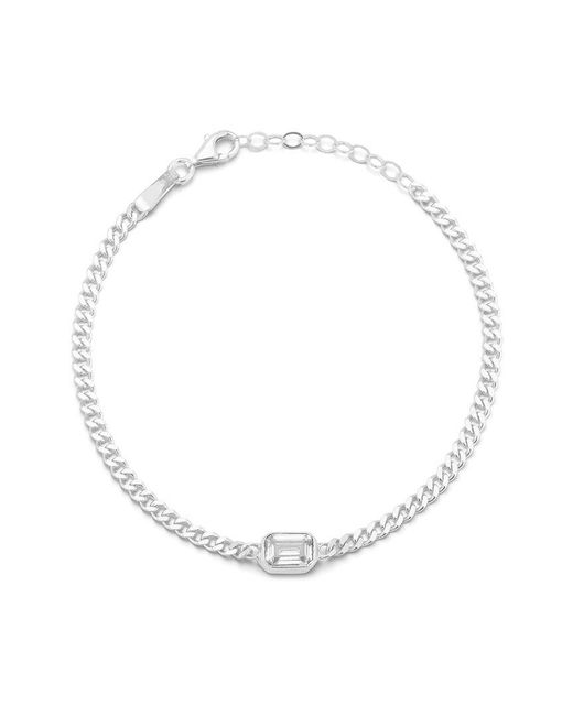 Glaze Jewelry White Silver Cz Curb Chain Bracelet